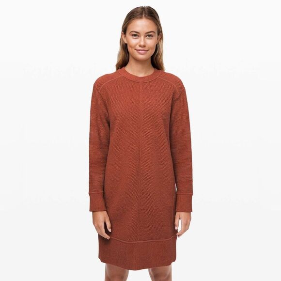Lululemon Womens Rustic Clay Textured On Repeat Sweater Dress No Collar Size 6 - Picture 1 of 15
